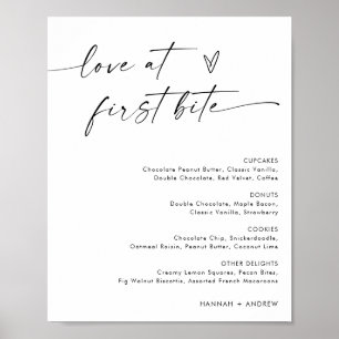 Poster Panneau menu dessert minimaliste, Amour à la premi
