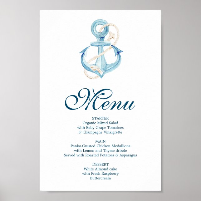 Poster Panneau Menu ou menu barre marine (Devant)