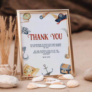Poster Panneau Merci Baby shower Pirates