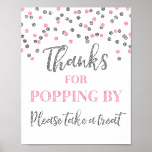 Poster Panneau Merci d'être passé en confettis argentés r
