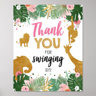 Poster Panneau Merci Zoo Jungle Décor Table Safari Girl
