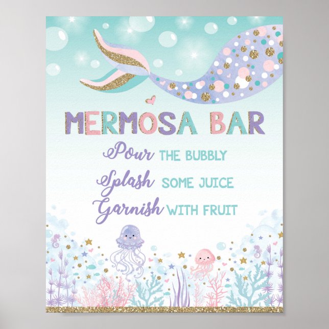 Poster Panneau Mermosa Bar Mermaid Mimosa Bar sous la mer (Devant)