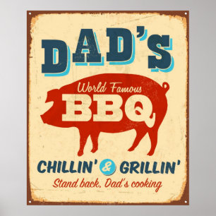 Poster Panneau métallique vintage - BBQ papa