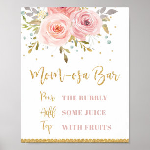 Poster Panneau Mimosa Bar Mimosa - Mère en Or Floral Rose