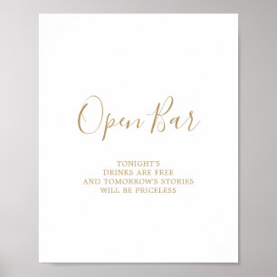 Poster Panneau minimaliste Gold Open Bar