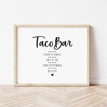 Panneau moderne minimaliste Taco Bar Fiesta