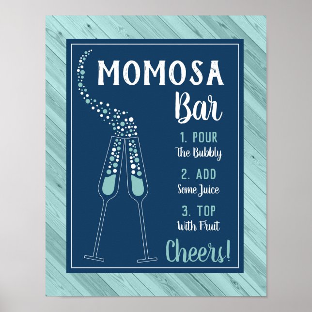 Poster Panneau Momosa Bar, bleu et aqua (Devant)