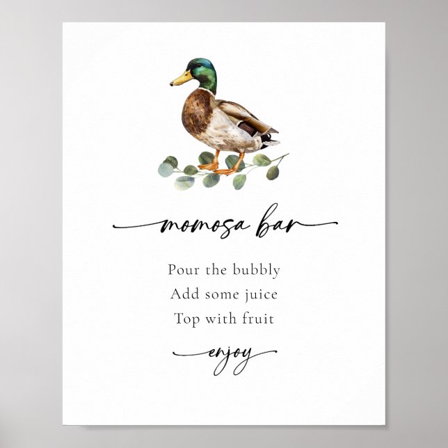 Poster Panneau Momosa Bar Mallard Duck Baby shower (Devant)