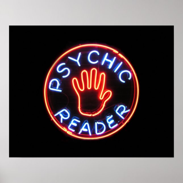 Poster Panneau Neon du lecteur psychique (Devant)