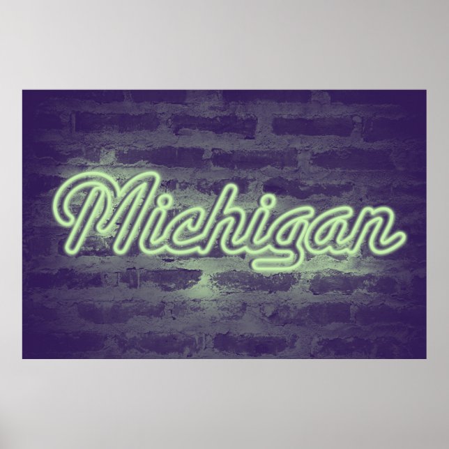 Poster Panneau néon 'Michigan' - Mint Choc (Devant)