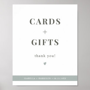 Poster Panneau NINA Sage Vert moderne Cartes et Cadeaux