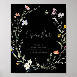 Poster Panneau Open Bar Mariage Floral Multicolor Wild