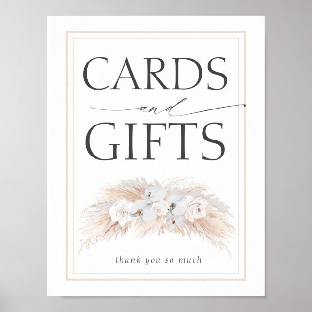 Poster Panneau Pampas Grass Mariage Cartes et Cadeaux (Devant)