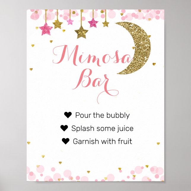 Poster Panneau parties scintillant Lune rose Aquarelle Mi (Devant)