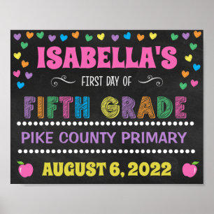 Poster Panneau Pastel Chalkboard Premier jour de cinquièm