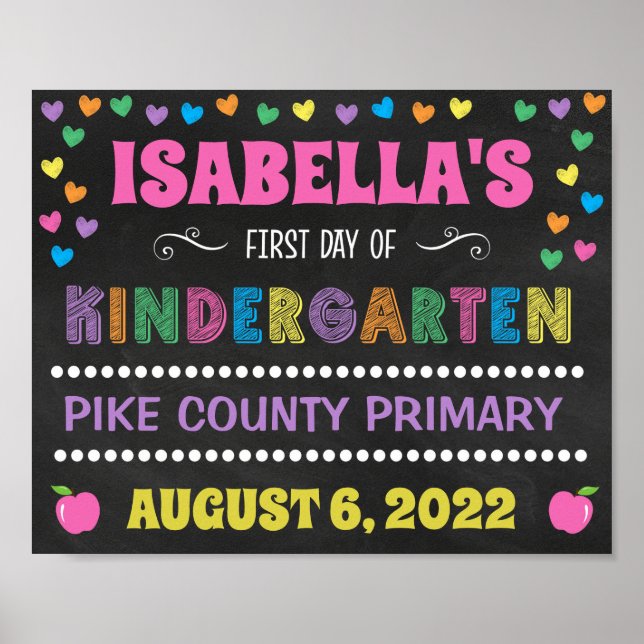 Poster Panneau Pastel Chalkboard Premier jour de jardin d (Devant)