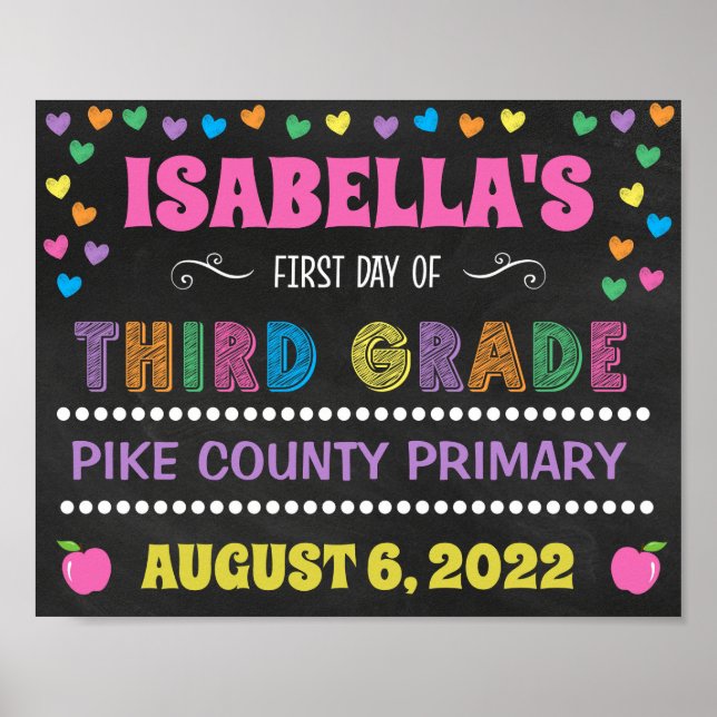 Poster Panneau Pastel Chalkboard Premier Jour du Signe de (Devant)