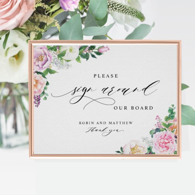 Poster Panneau Pastel Floral Invités "Sign Around" (Créateur téléchargé)