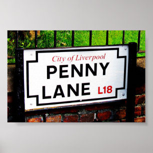 Poster Panneau Penny Lane, Ville de Liverpool, Angleterre