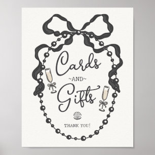 Poster Panneau Perles et Prosecco Black Bow Cartes et Cad