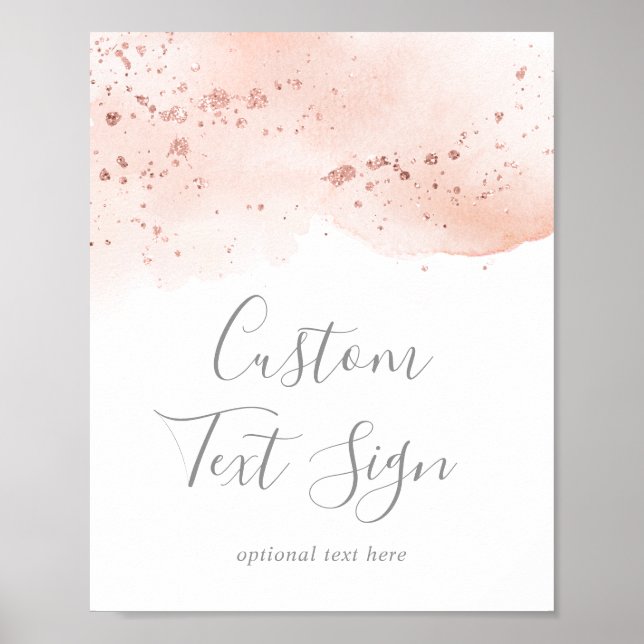 Poster Panneau personnalisé avec texte en aquarelle rose  (Devant)