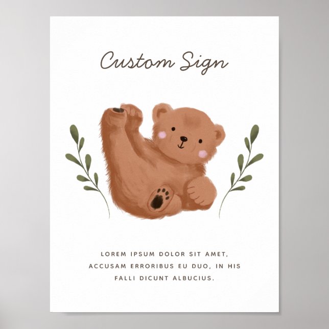 Poster Panneau personnalisé Baby shower d'ours de cubes r (Devant)
