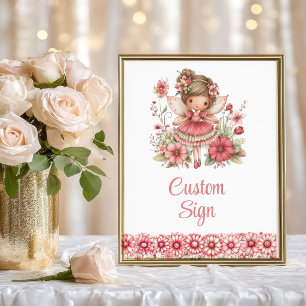 Poster Panneau personnalisé d'anniversaire Fleur de rose