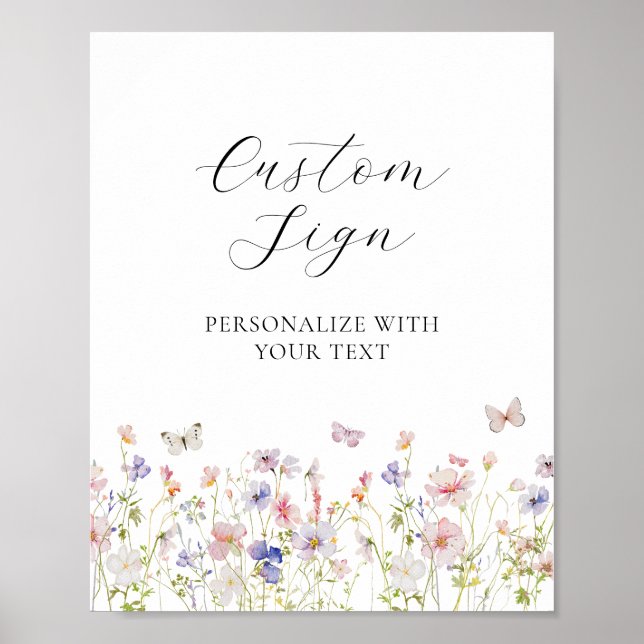 Poster Panneau personnalisé fleur sauvage et papillons (Devant)