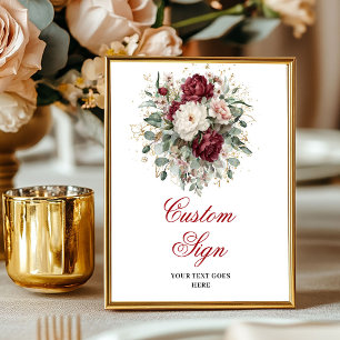 Poster Panneau Personnalisé Floral Bourgogne Classique Fl