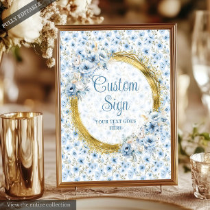 Poster Panneau personnalisé Mariage bleu clair Boho roman