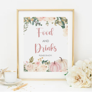 Poster Panneau Petit Baby shower Citrouille nourriture et
