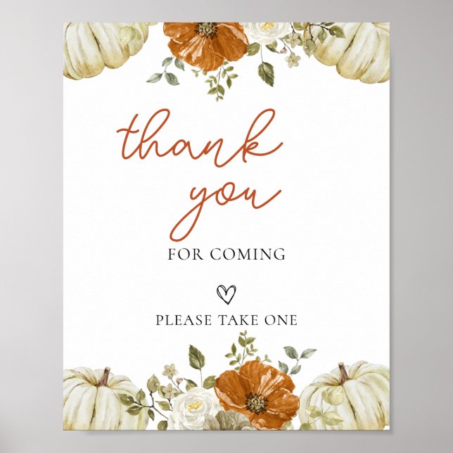 Poster Panneau Petit Merci Baby shower Citrouille (Devant)