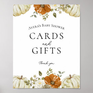 Poster Panneau Petite carte Baby shower Citrouille et cad