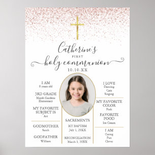 Poster Panneau photo de première communion paillettes fai