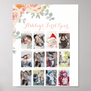 Poster Panneau photo Floral Peach Pink Baby's First Year