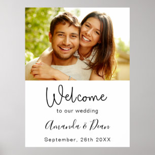 Poster Panneau photo mariage de bienvenue blanc