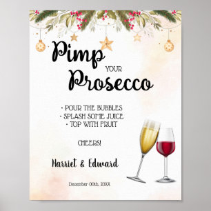 Poster Panneau Pimp your Prosecco pour mariage de Noël