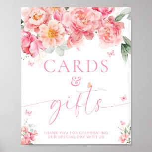 Poster Panneau Piper Peony Floral Papillon Cartes et Cade