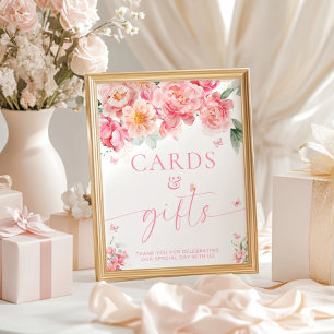 Poster Panneau Piper Peony Floral Papillon Cartes et Cade