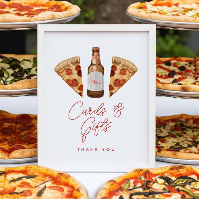 Poster Panneau Pizza & Beer Couples Cartes de Douche & Ca (Créateur téléchargé)