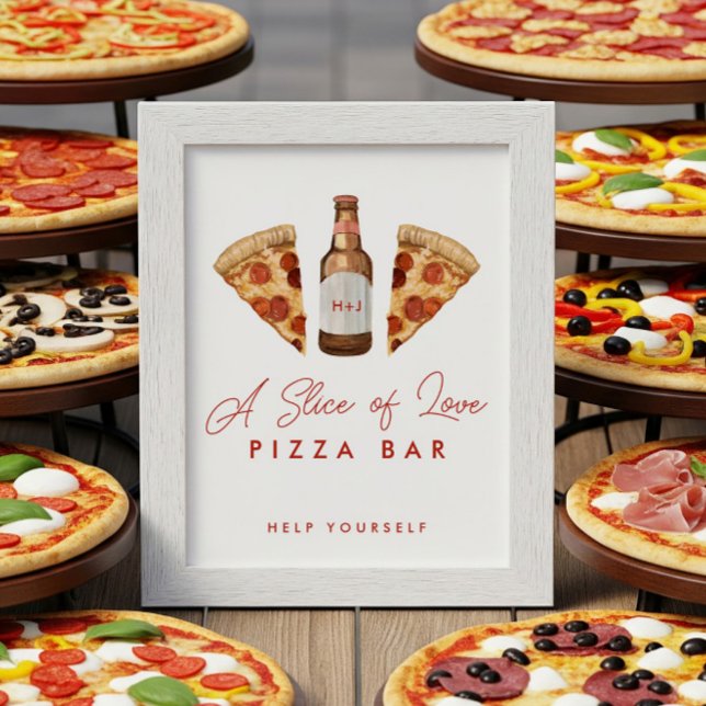 Poster Panneau Pizza & Beer Couples Douche Pizza Bar (Créateur téléchargé)