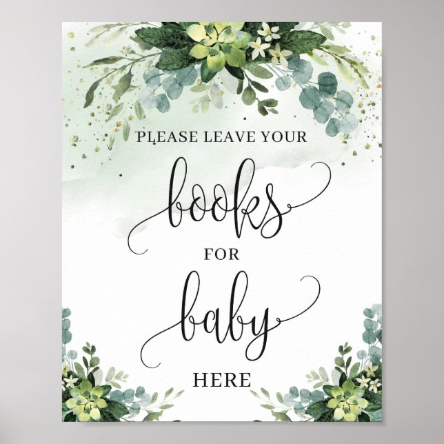 Poster panneau pour bébé avec feuillage verdoyant succule (Devant)
