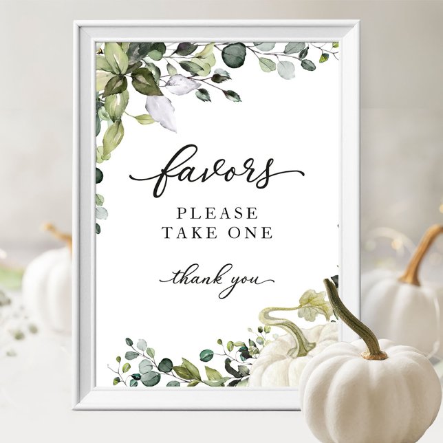 Poster Panneau pour les Faveurs de Baby Shower Greenery F (Créateur téléchargé)
