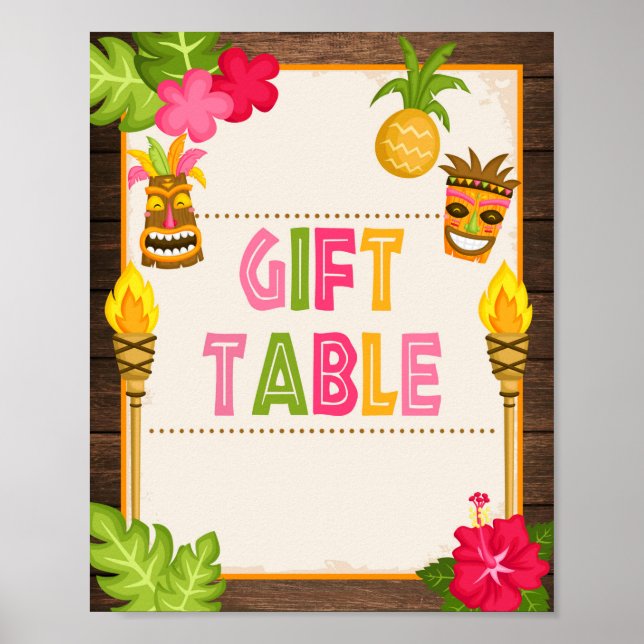 Poster Panneau pour table de cadeaux de Luau (Devant)