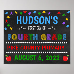 Poster Panneau Premier Jour de Quatrième Année Scolaire T