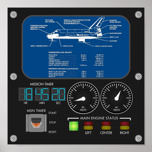 Poster Panneau principal de la navette spatiale (Devant)