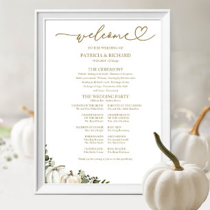 Poster Panneau Programme Mariage de automne Citrouille ve