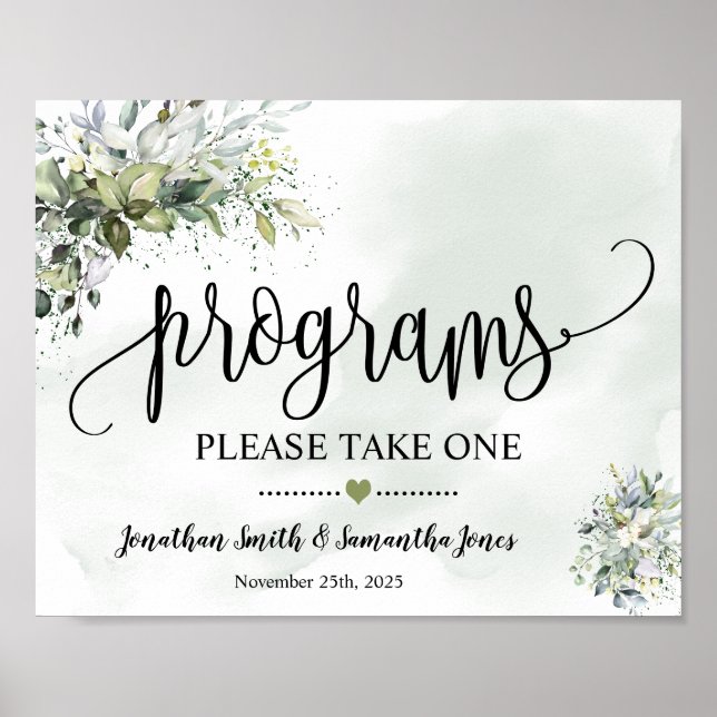 Poster Panneau Programme Mariage Eucalyptus (Devant)