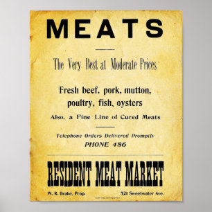 Poster Panneau Publicité Boucher vintage