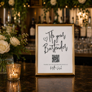 Poster Panneau QR Code pour Pourboire votre Barman
